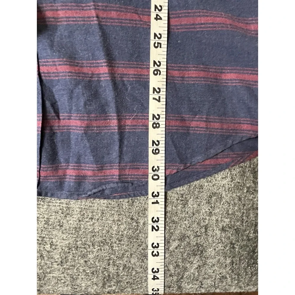J CREW Shirt Mens Large Blue Brushed Twill Button Long Sleeve Striped Red‎